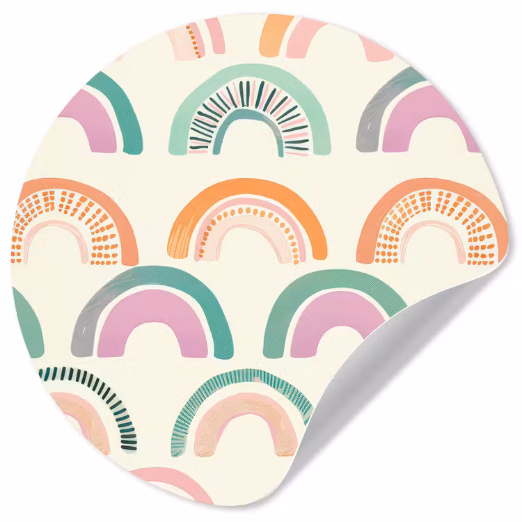 Regenboog - Pastel - Patroon Wandcirkel behangsticker klein -3d