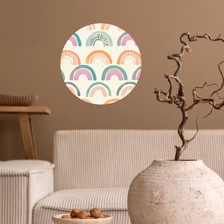 Regenboog - Pastel - Patroon Wandcirkel behangsticker klein -sfeer1