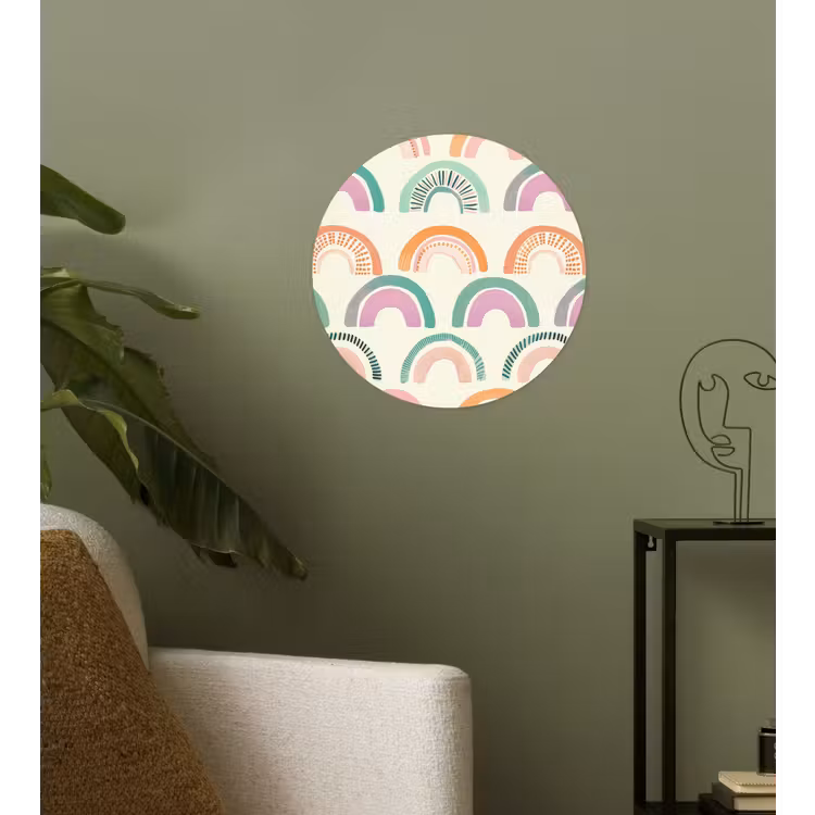 Regenboog - Pastel - Patroon Wandcirkel behangsticker klein -sfeer2