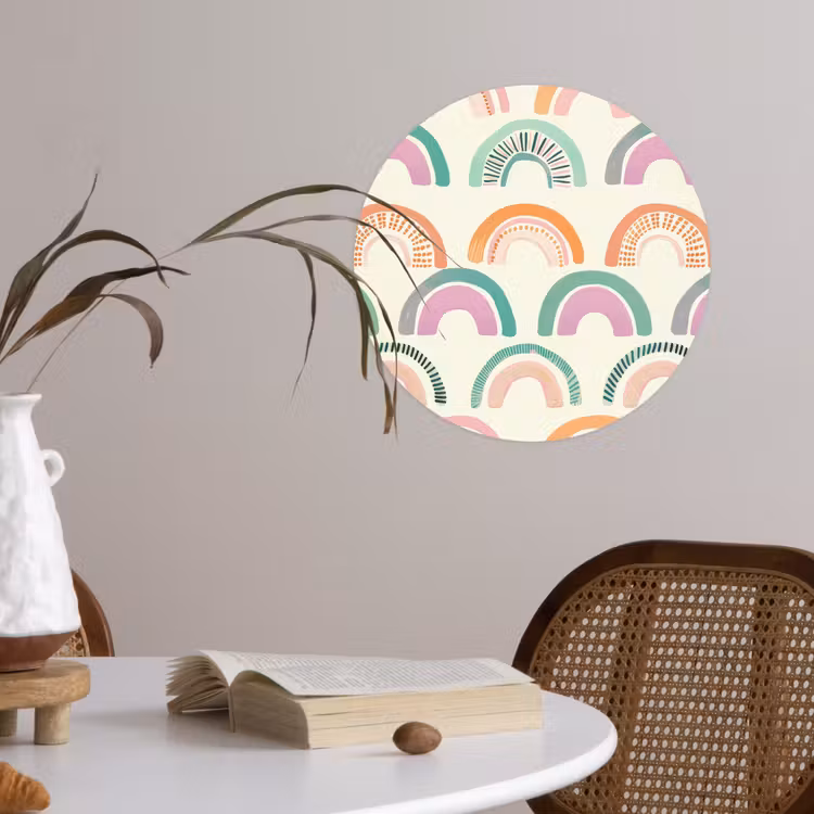Regenboog - Pastel - Patroon Wandcirkel behangsticker klein -sfeer3