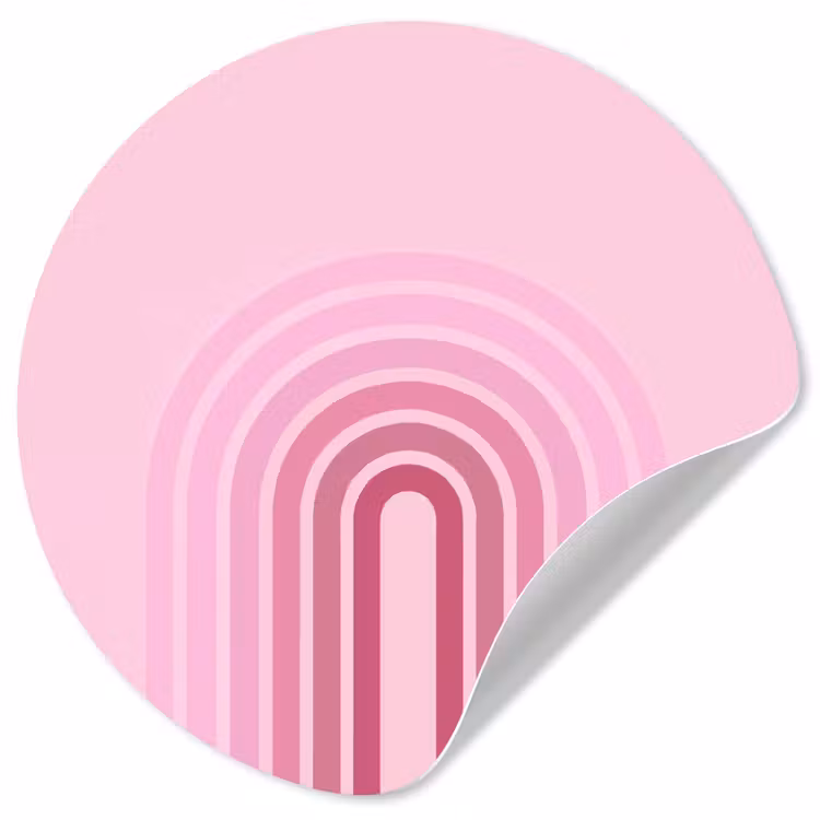 Regenboog - Roze - Abstract - Modern - Minimalistisch Wandcirkel behangsticker klein -3d