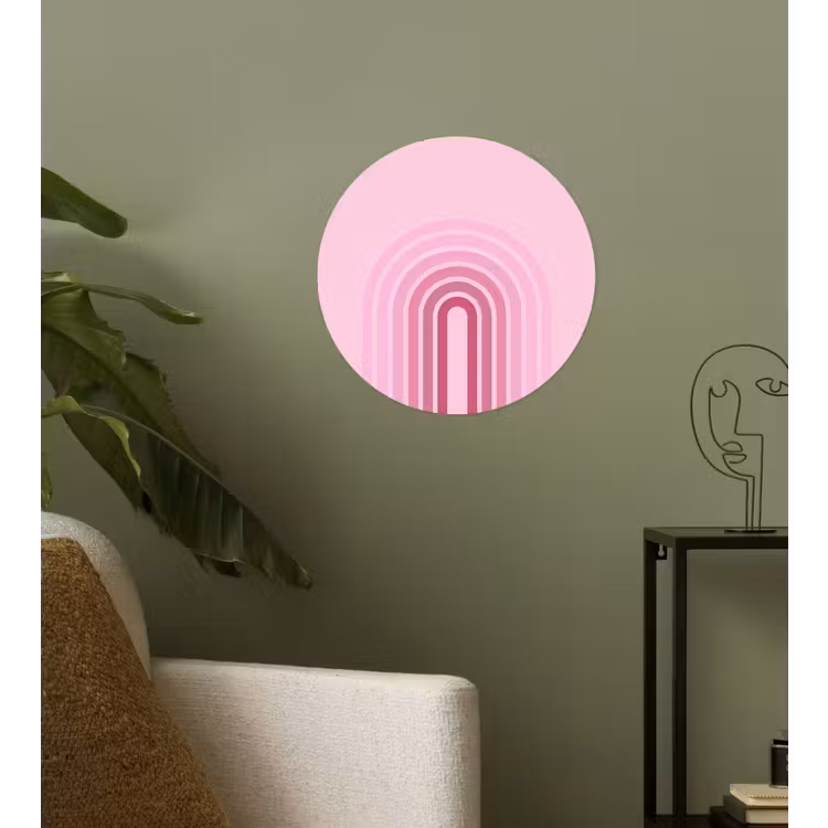 Regenboog - Roze - Abstract - Modern - Minimalistisch Wandcirkel behangsticker klein -sfeer2