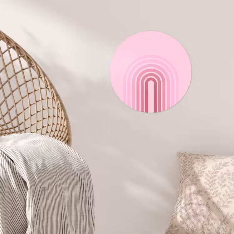Regenboog - Roze - Abstract - Modern - Minimalistisch Wandcirkel behangsticker klein -sfeer4
