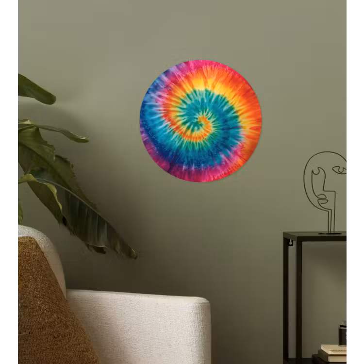 Regenboogkleuren - Tie dye - Wandcirkel behangsticker klein -sfeer2