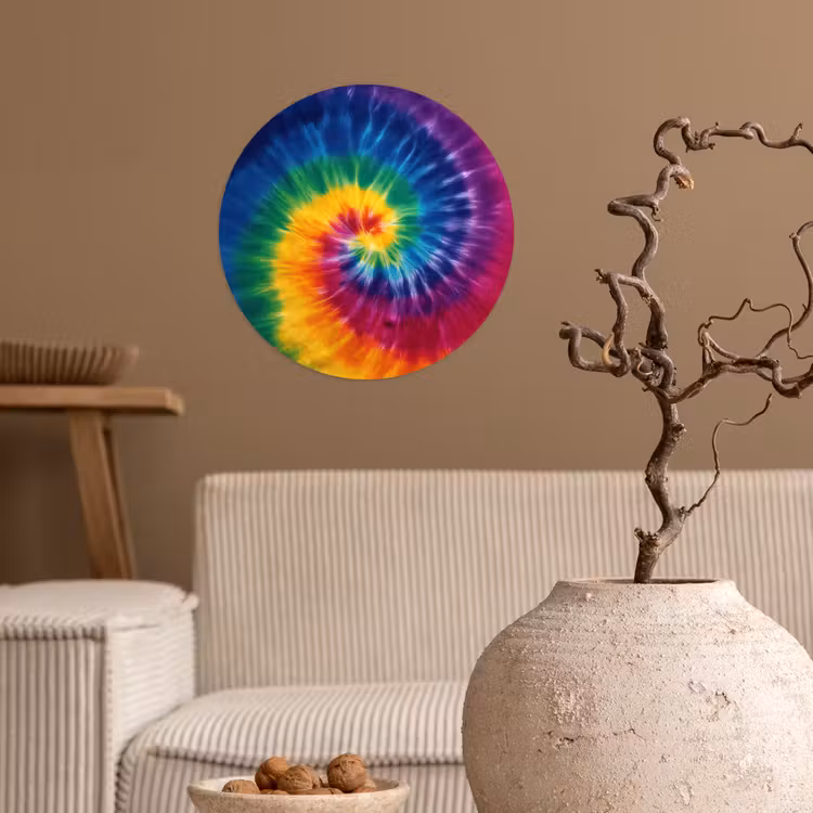 Regenboogkleuren - Spiraal - Kleurrijk Wandcirkel behangsticker klein -sfeer1