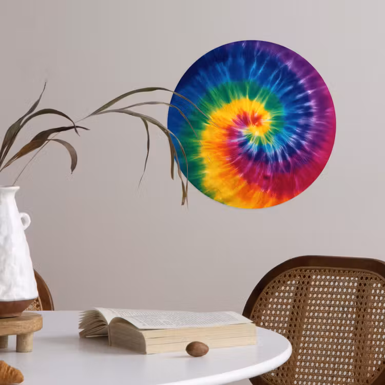 Regenboogkleuren - Spiraal - Kleurrijk Wandcirkel behangsticker klein -sfeer3