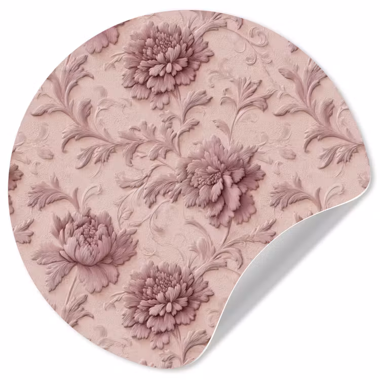 Reliëf - Pioenrozen - Roze Wandcirkel behangsticker klein 186 -3d