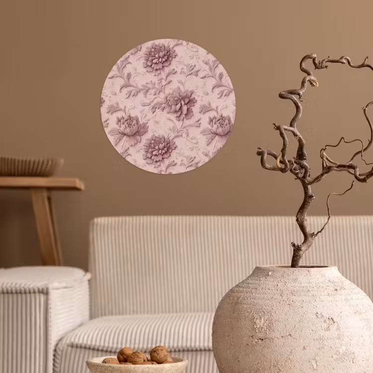 Reliëf - Pioenrozen - Roze Wandcirkel behangsticker klein 186 -sfeer1