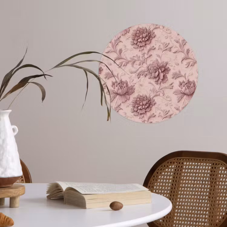 Reliëf - Pioenrozen - Roze Wandcirkel behangsticker klein 186 -sfeer3
