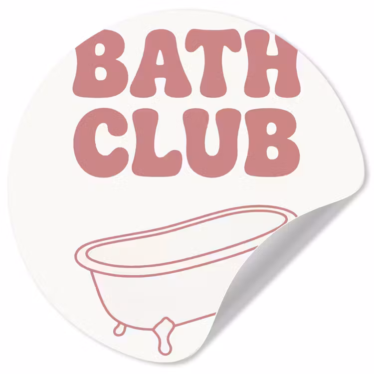 Retro - Bad - Roze Wandcirkel behangsticker klein -3d