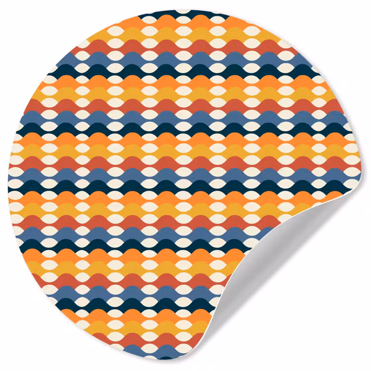 Retro - Disco - Golven Wandcirkel behangsticker klein 186 -3d