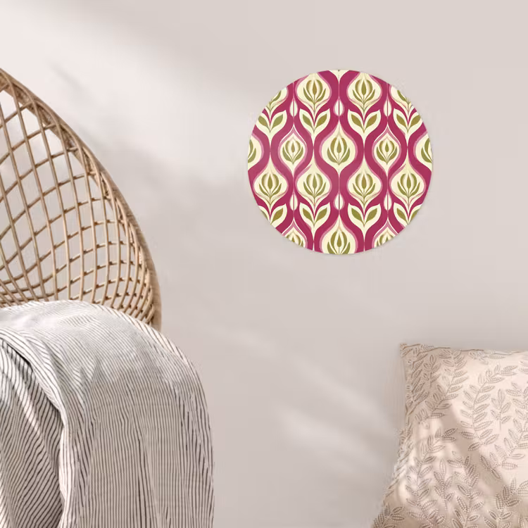 Retro - Floraal - Paars Wandcirkel behangsticker klein 186 -sfeer4