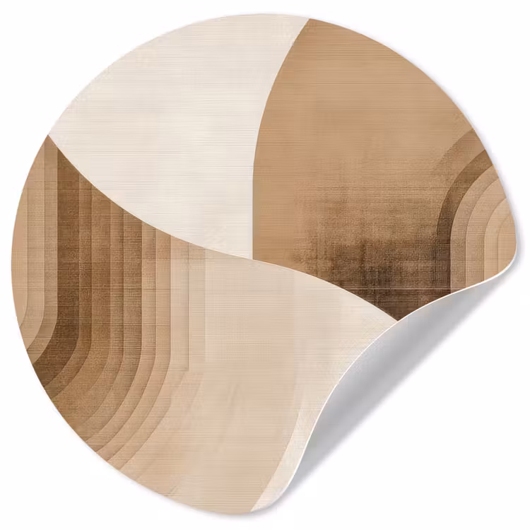 Retro - Geometrische lagen - Aardetinten Wandcirkel behangsticker klein -3d