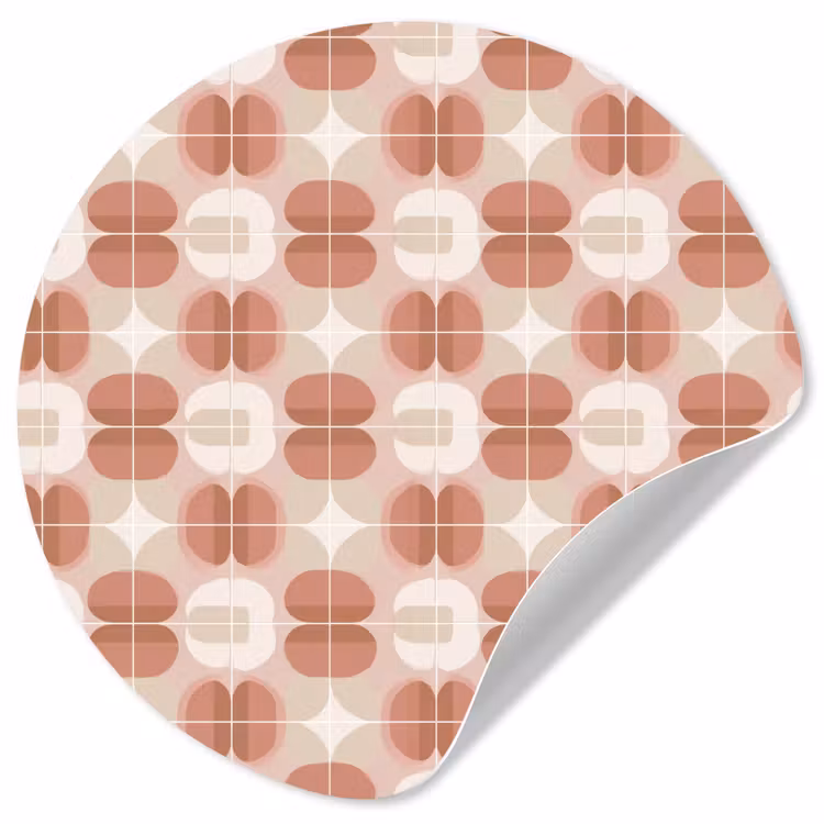 Retro - Klassiek - Roze Wandcirkel behangsticker klein 186 -3d