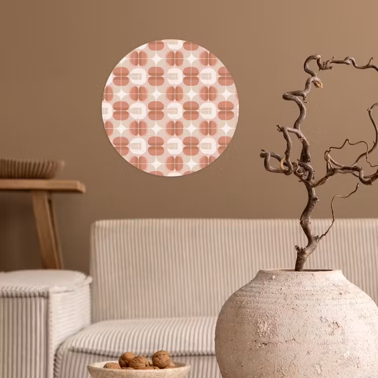Retro - Klassiek - Roze Wandcirkel behangsticker klein 186 -sfeer1