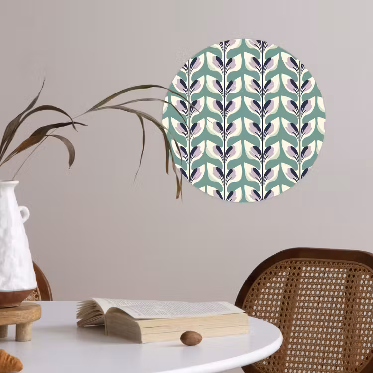 Retro - Modern - Groen Wandcirkel behangsticker klein 186 -sfeer3