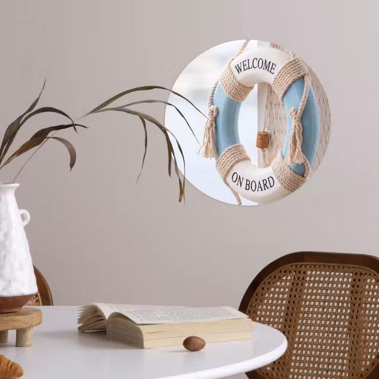 Reddingsboei - Maritiem - Welkom - Blauw - Wit Wandcirkel behangsticker klein -sfeer3