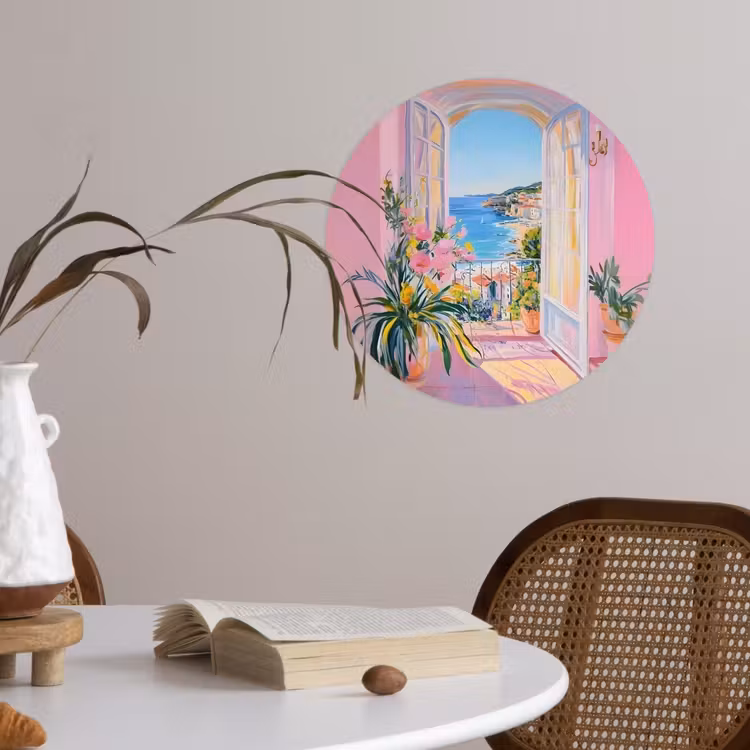 Roze - Buiten - Verf Wandcirkel behangsticker klein -sfeer3