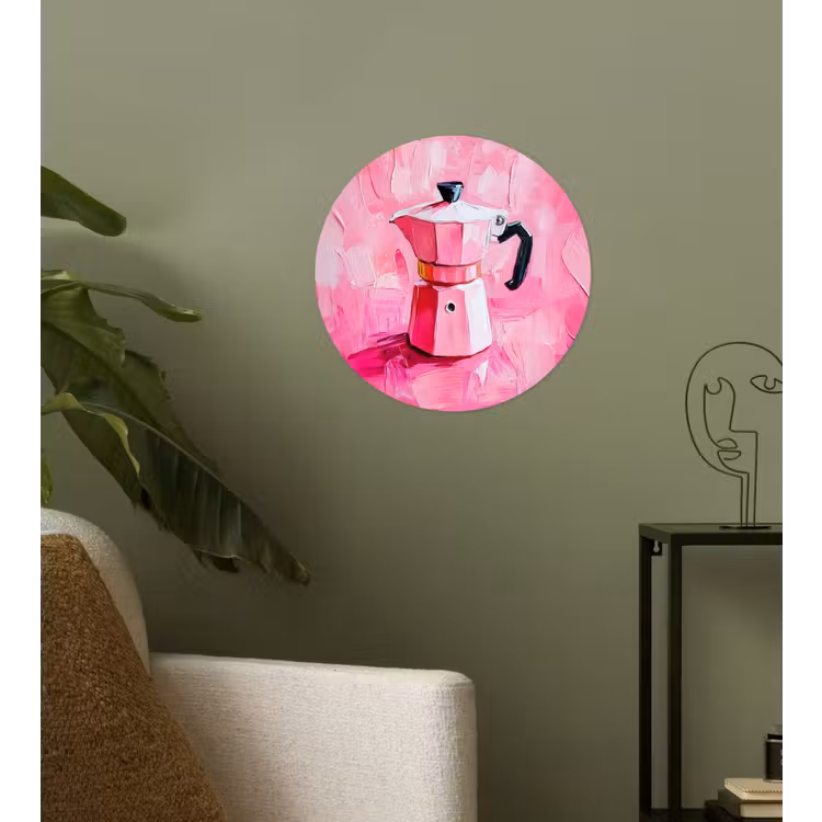 Roze - Verf - Coffee Wandcirkel behangsticker klein -sfeer2