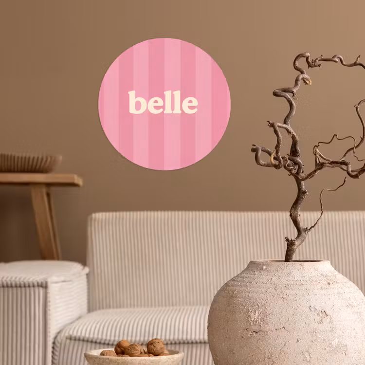 Roze - Gestreept - Belle Wandcirkel behangsticker klein -sfeer1
