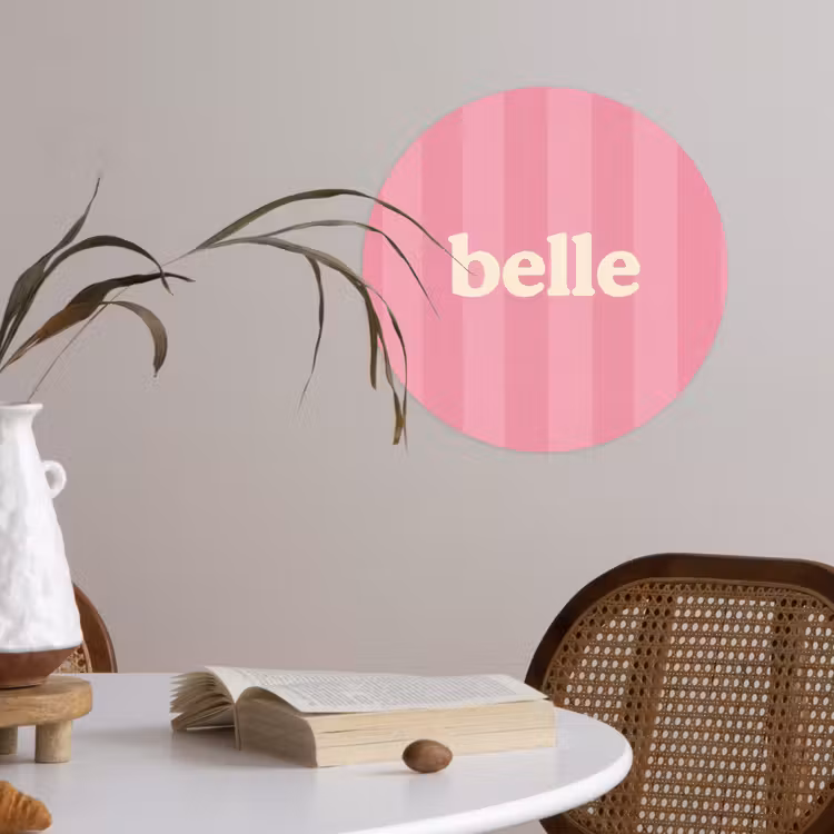 Roze - Gestreept - Belle Wandcirkel behangsticker klein -sfeer3