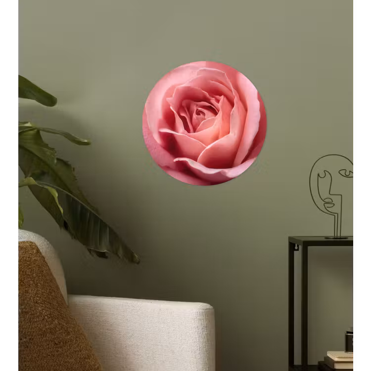 Roze - Roos - Romantisch Wandcirkel behangsticker klein -sfeer2