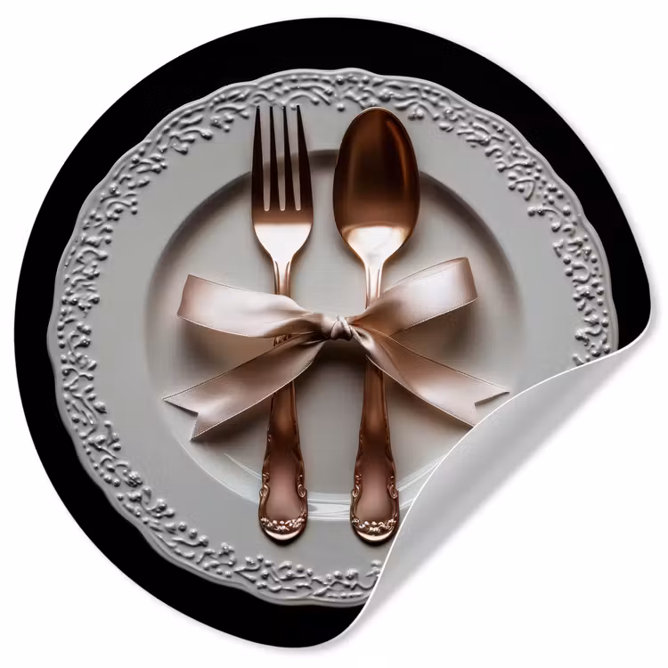 Rose - Strik - Bestek Wandcirkel behangsticker klein -3d