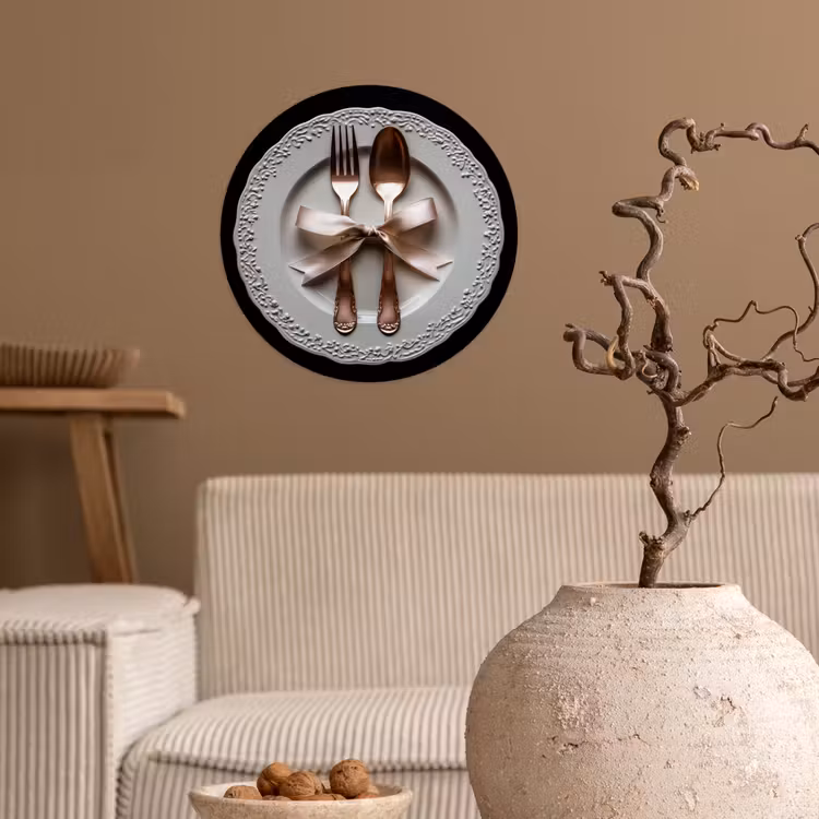 Rose - Strik - Bestek Wandcirkel behangsticker klein -sfeer1