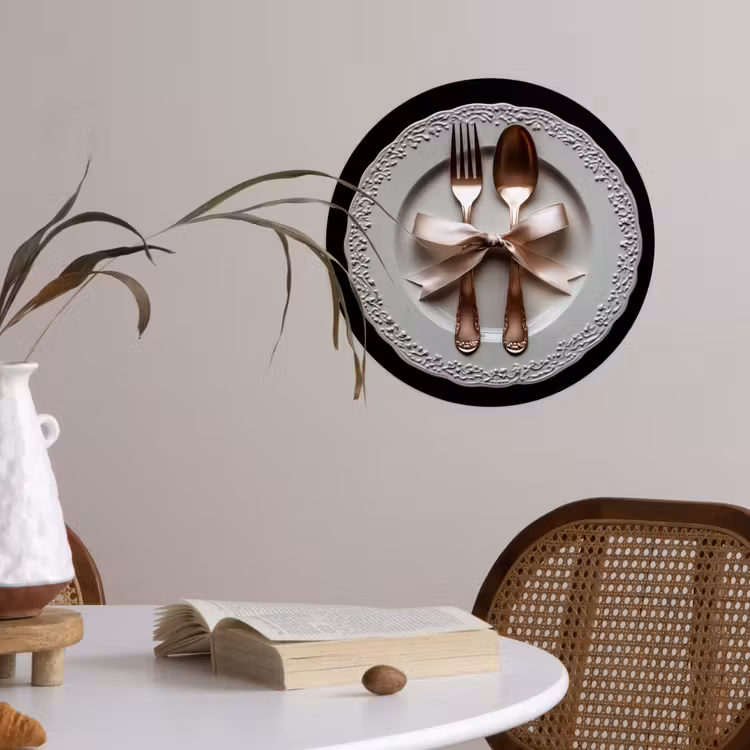 Rose - Strik - Bestek Wandcirkel behangsticker klein -sfeer3