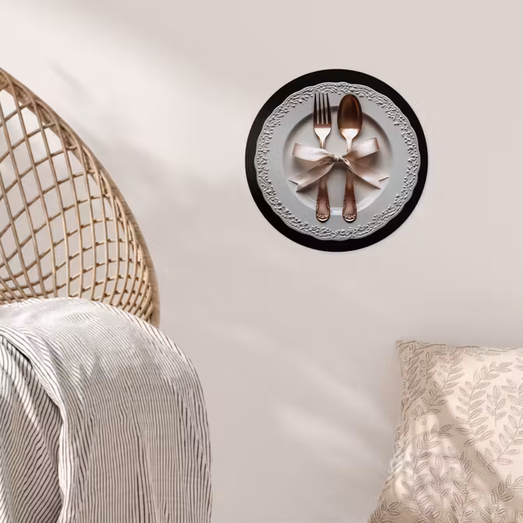 Rose - Strik - Bestek Wandcirkel behangsticker klein -sfeer4