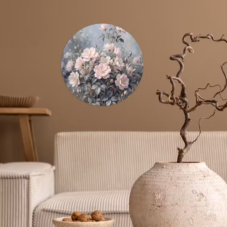 Rozen - Illustratie - Roze Wandcirkel behangsticker klein -sfeer1