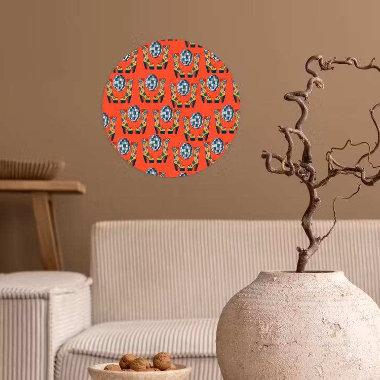 Rood - Disco - Patroon Wandcirkel behangsticker klein 186 -sfeer1