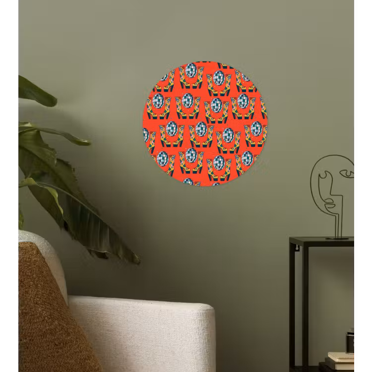 Rood - Disco - Patroon Wandcirkel behangsticker klein 186 -sfeer2