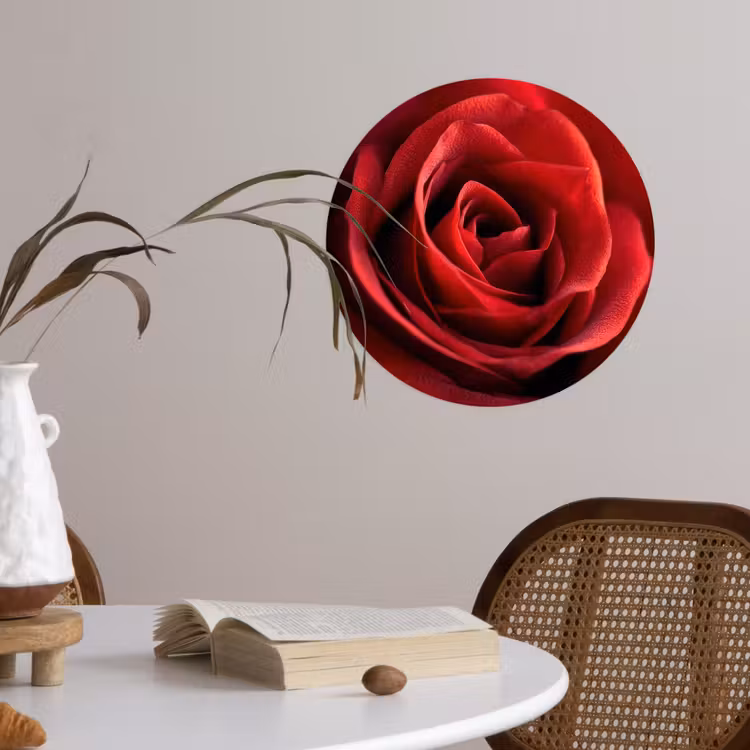 Rood - Roos - Romantisch Wandcirkel behangsticker klein -sfeer3