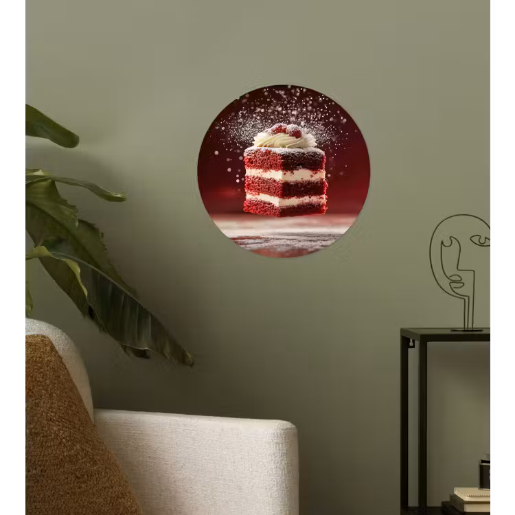 Rode - Velvet - Taart - Eten Wandcirkel behangsticker klein -sfeer2