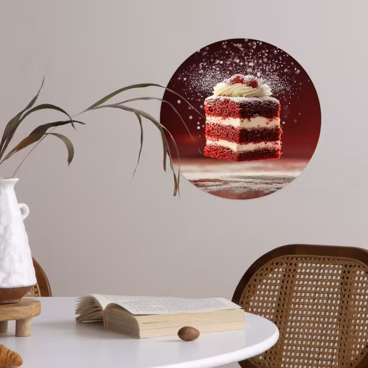 Rode - Velvet - Taart - Eten Wandcirkel behangsticker klein -sfeer3