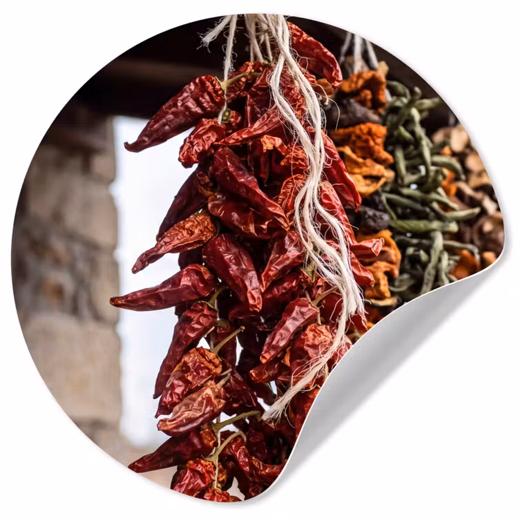 Runde Tapete - Rote Chilischoten – Essen - Rode pepers - Eten Wandcirkel behangsticker klein
