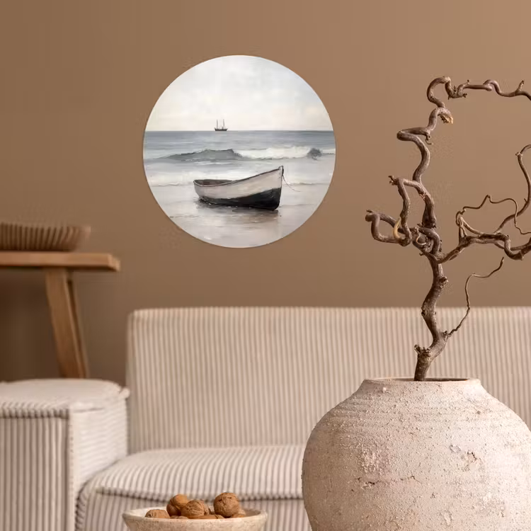 Roeiboot - Zee - Horizon Wandcirkel behangsticker klein -sfeer1