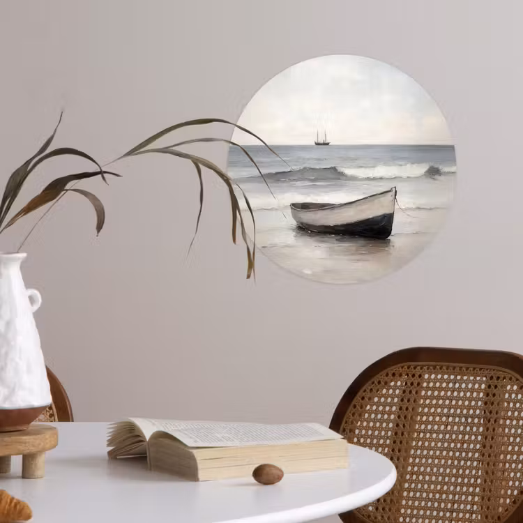 Roeiboot - Zee - Horizon Wandcirkel behangsticker klein -sfeer3
