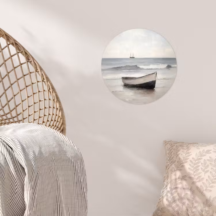 Roeiboot - Zee - Horizon Wandcirkel behangsticker klein -sfeer4