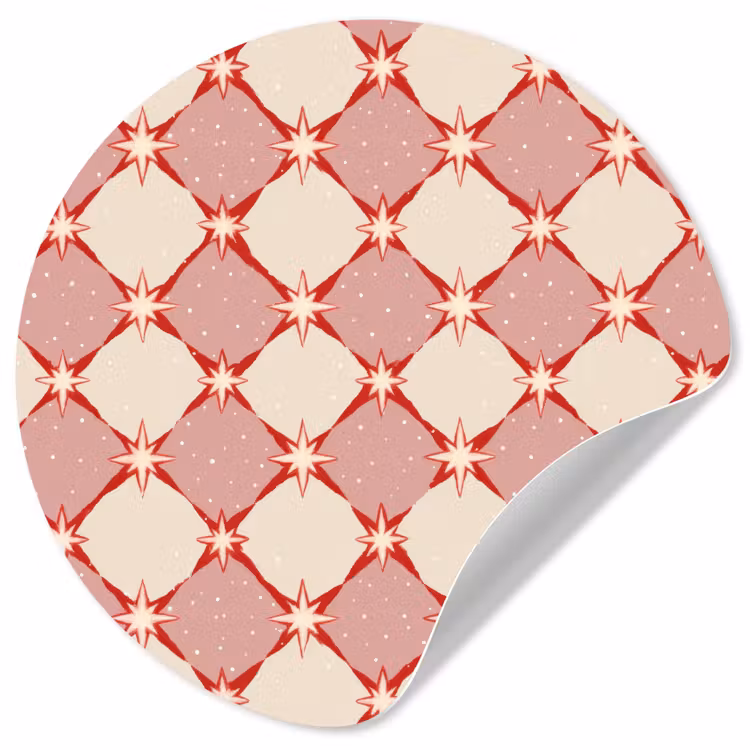 Ruiten - Sterren - Vintage - Oudroze - Rood Wandcirkel behangsticker klein 186 -3d