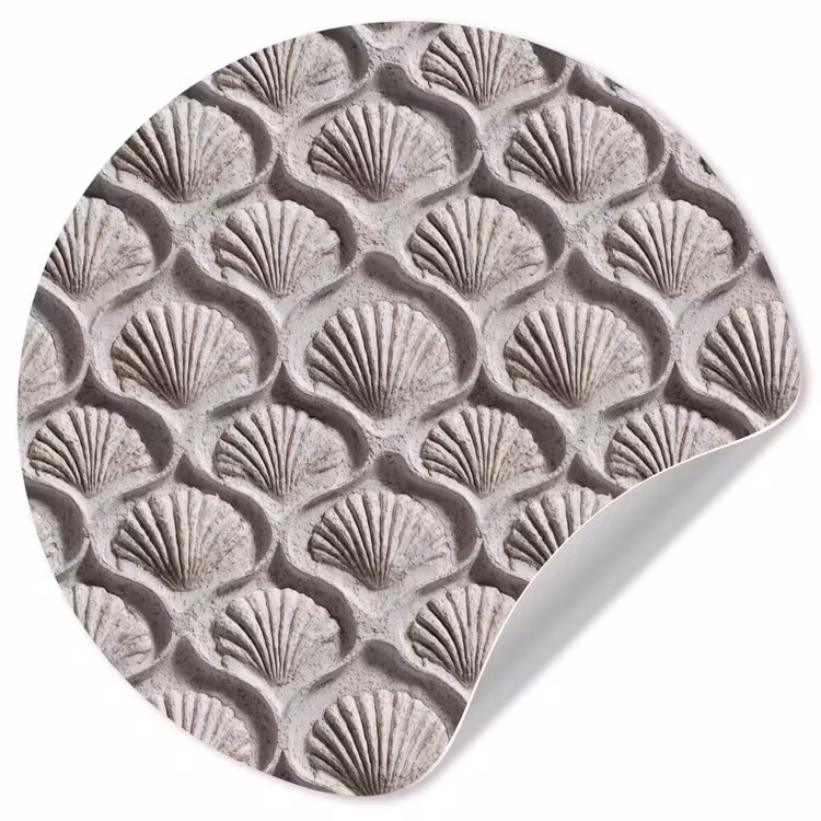Zand - Schelpenvorm - Grijs Wandcirkel behangsticker klein 186 -3d