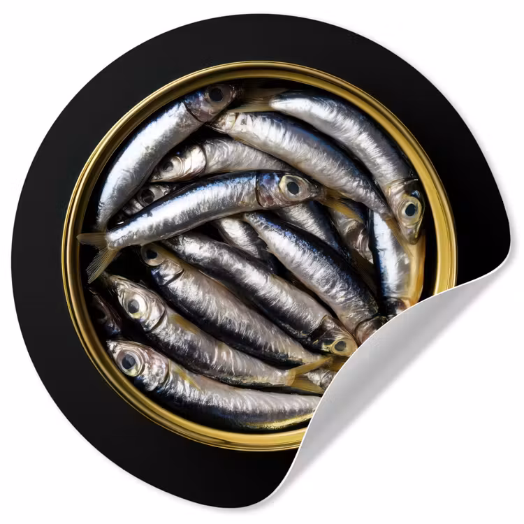 Sardines - Vissen - Rond - Zwart Wandcirkel behangsticker klein -3d