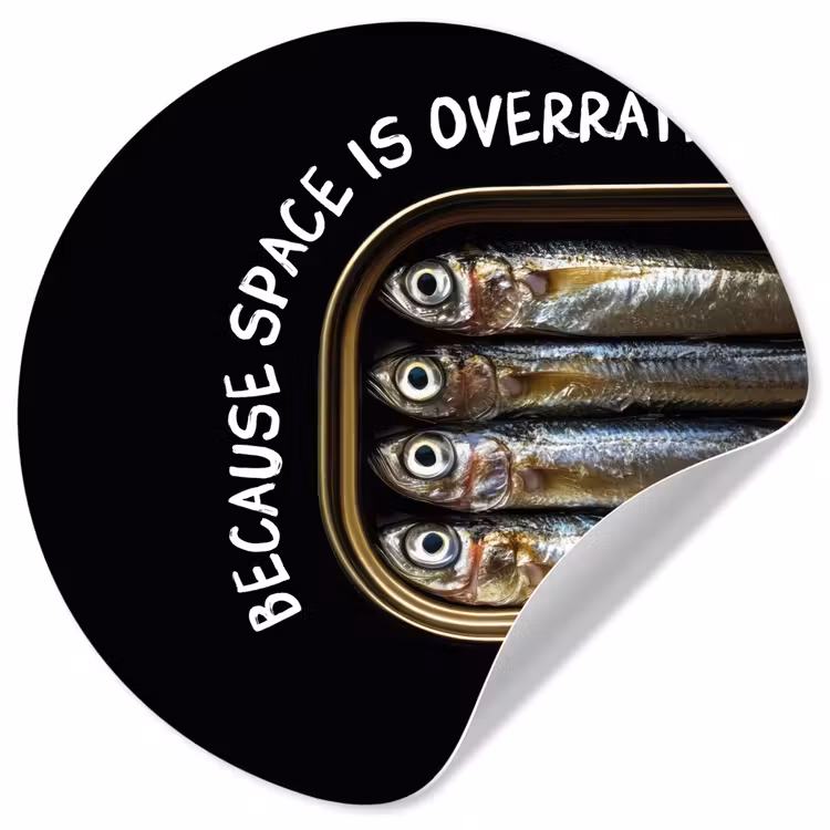 Sardines - Tekst - Vis - Blik Wandcirkel behangsticker klein -3d
