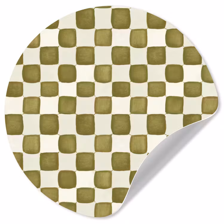 Schaak - Patroon - Groen Wandcirkel behangsticker klein 186 -3d
