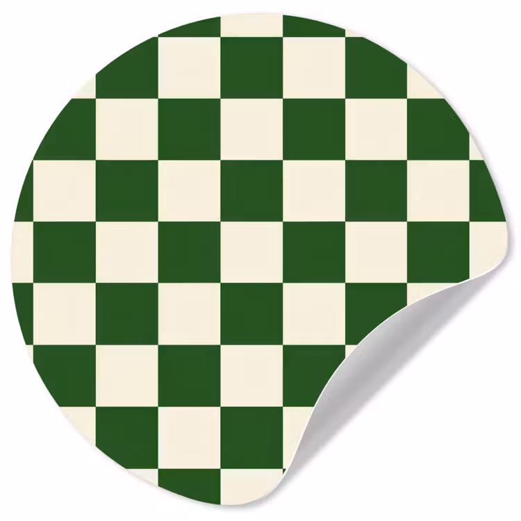 Schaakbord - Patroon - Groen Wandcirkel behangsticker klein 186 -3d