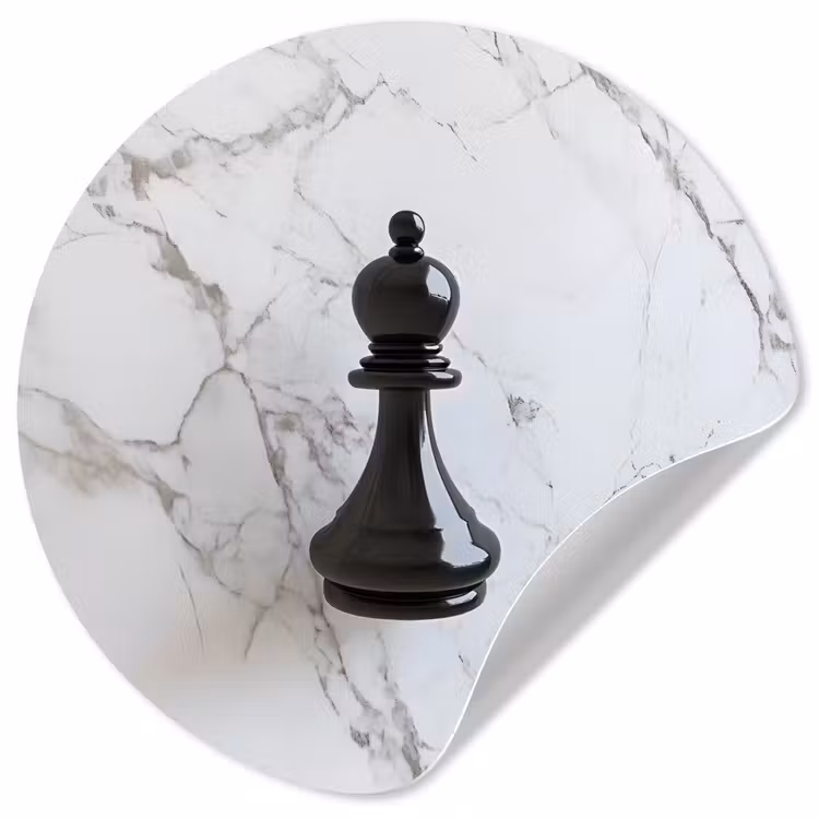 Schaakstuk - Loper - Zwart - Marmer Wandcirkel behangsticker klein -3d