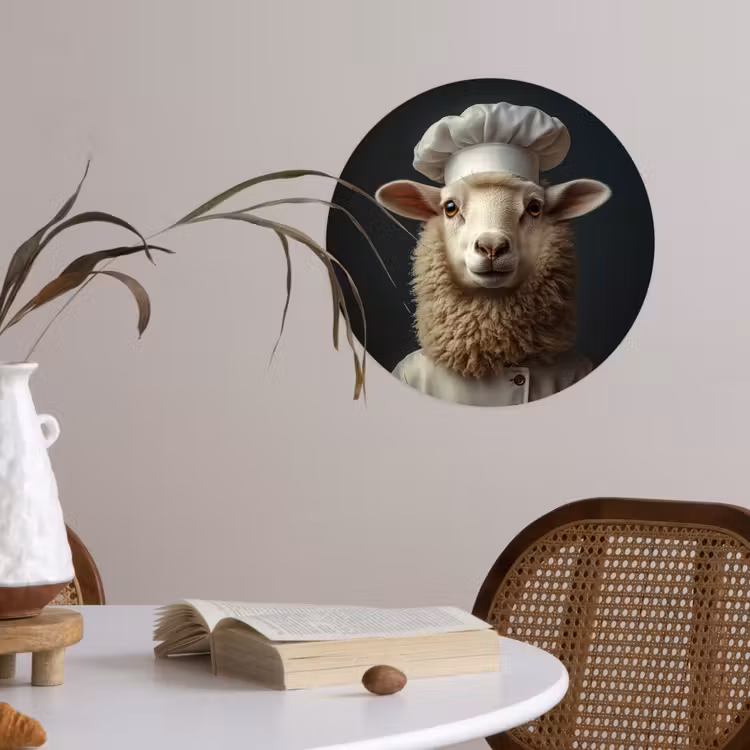 Schaap - Wol - Kok Wandcirkel behangsticker klein -sfeer3