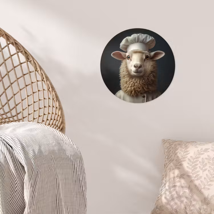 Schaap - Wol - Kok Wandcirkel behangsticker klein -sfeer4