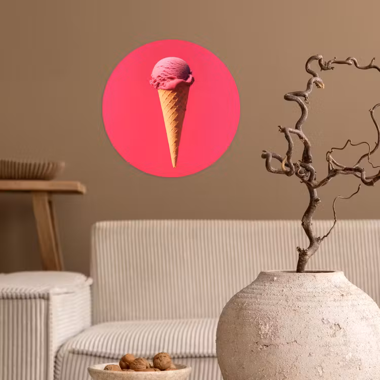 Schepijs - Roze - Hoorntje Wandcirkel behangsticker klein -sfeer1